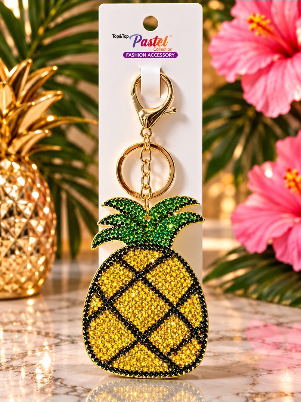 Gold Pineapple Keychain